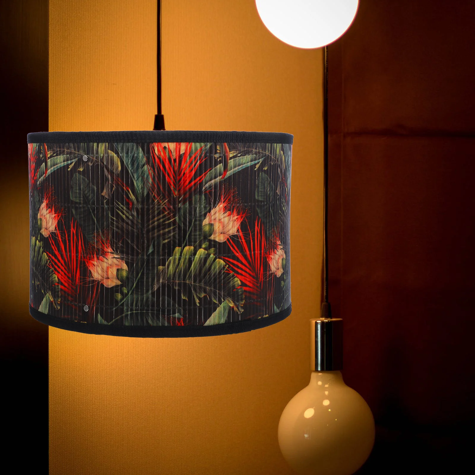 

Bamboo Lampshade Shades Replacement Ceiling Light Rustic Home Decor Hanging Decorative Office Chandelier Printing Cover