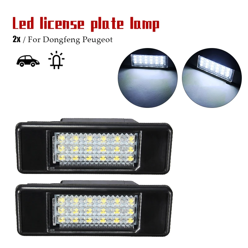 2x 6000K Car Rear 18 LED SMD License Number Plate Light Lamp For Peugeot 106 207 307 308 406 407 508 For CITROEN C3 C4 C5 C6 C8