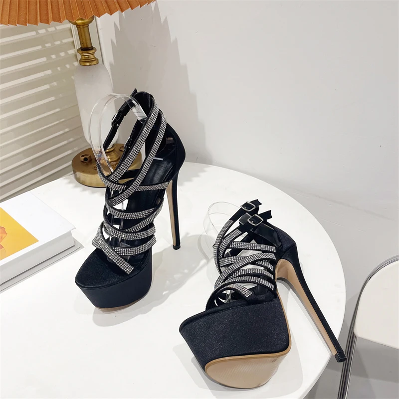 

New Summer Open-toe High Heels Women's Sexy Zipper Sandals Fashion Women's Shoes Black 666°99