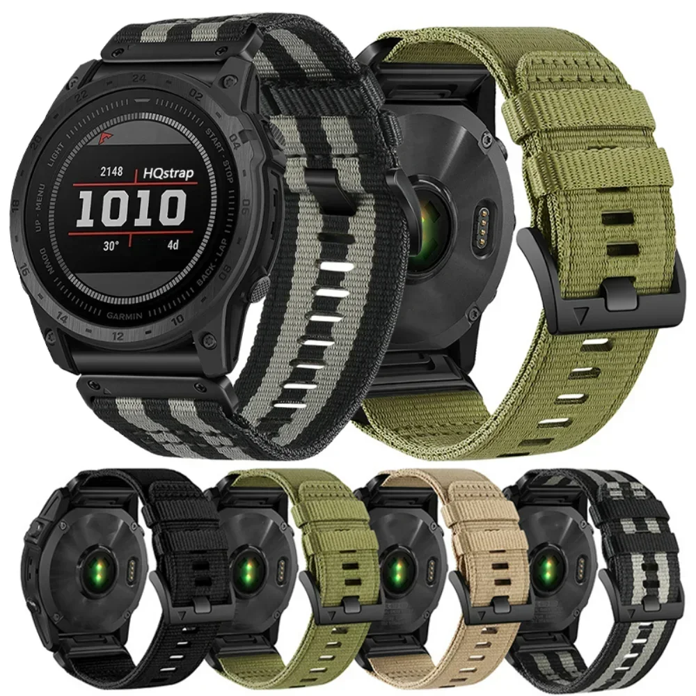 Ремешок нейлоновый спортивный для Garmin Тактический 7Pro Fenix 7X 6X 7 5 6 Pro 5X 3HR сменный