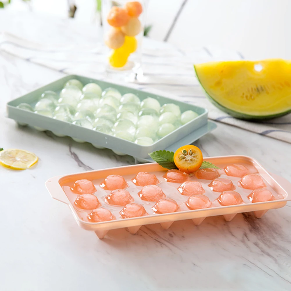 

18/33 Grid Ice Cube Maker Frozen Easy Release Trays Molds DIY Ice Ball Round Making Mould with Lid for Bar Cocktail