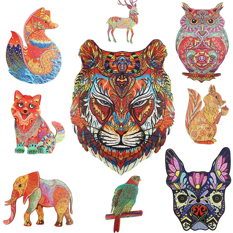 

Wooden Animal Puzzle Child Games Elephant Fox Jigsaw Board Set For Baby Toys Adults Kids Gifts Educational Games Toys Puzzle