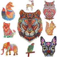 wooden animal puzzle child games elephant fox jigsaw board set for baby toys adults kids gifts educational games toys puzzle