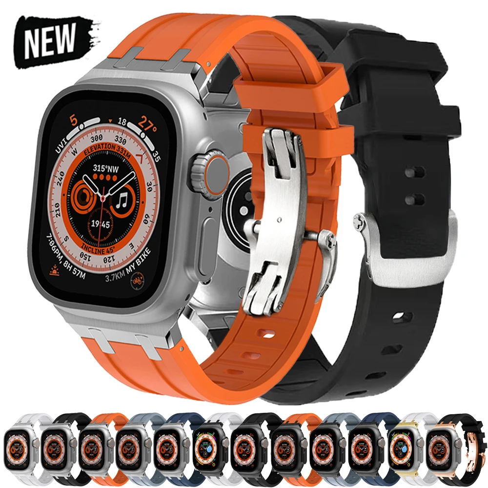 

Ремешок спортивный для Apple Watch Ultra, мягкий силиконовый браслет для iWatch Series 8 7 6 5 4 SE, 49 мм 45 мм 44 мм 42