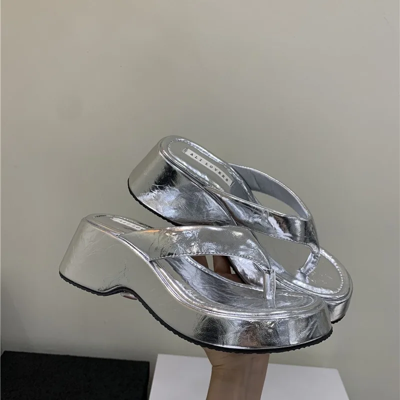 Женские Классические шлепанцы на танкетке низкие Роскошные каблуке Гавайские