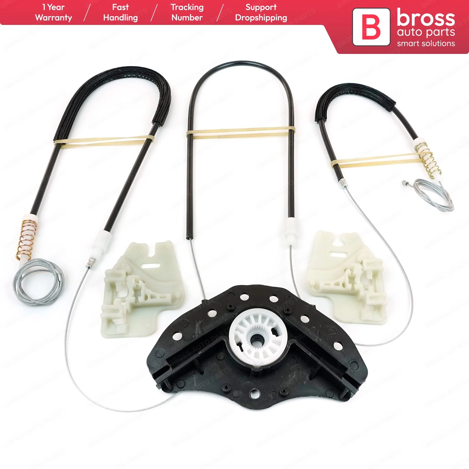 

Bross Auto Parts BWR489 Electrical Power Window Regulator Repair Kit Front Right Door for BMW E46 2001-2005 Wheel With House