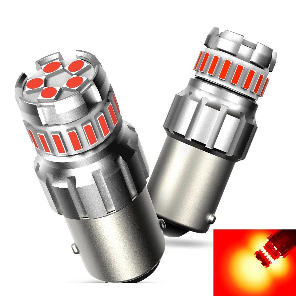 AUXITO 2 шт. Автомобильный светодиодный фонарь 1156 BA15S Светодиодный желтый, красный, белый, 12 В P21W 7506, светодиодная лампа DRL с автоматической остановкой тормоза, задний указатель поворота