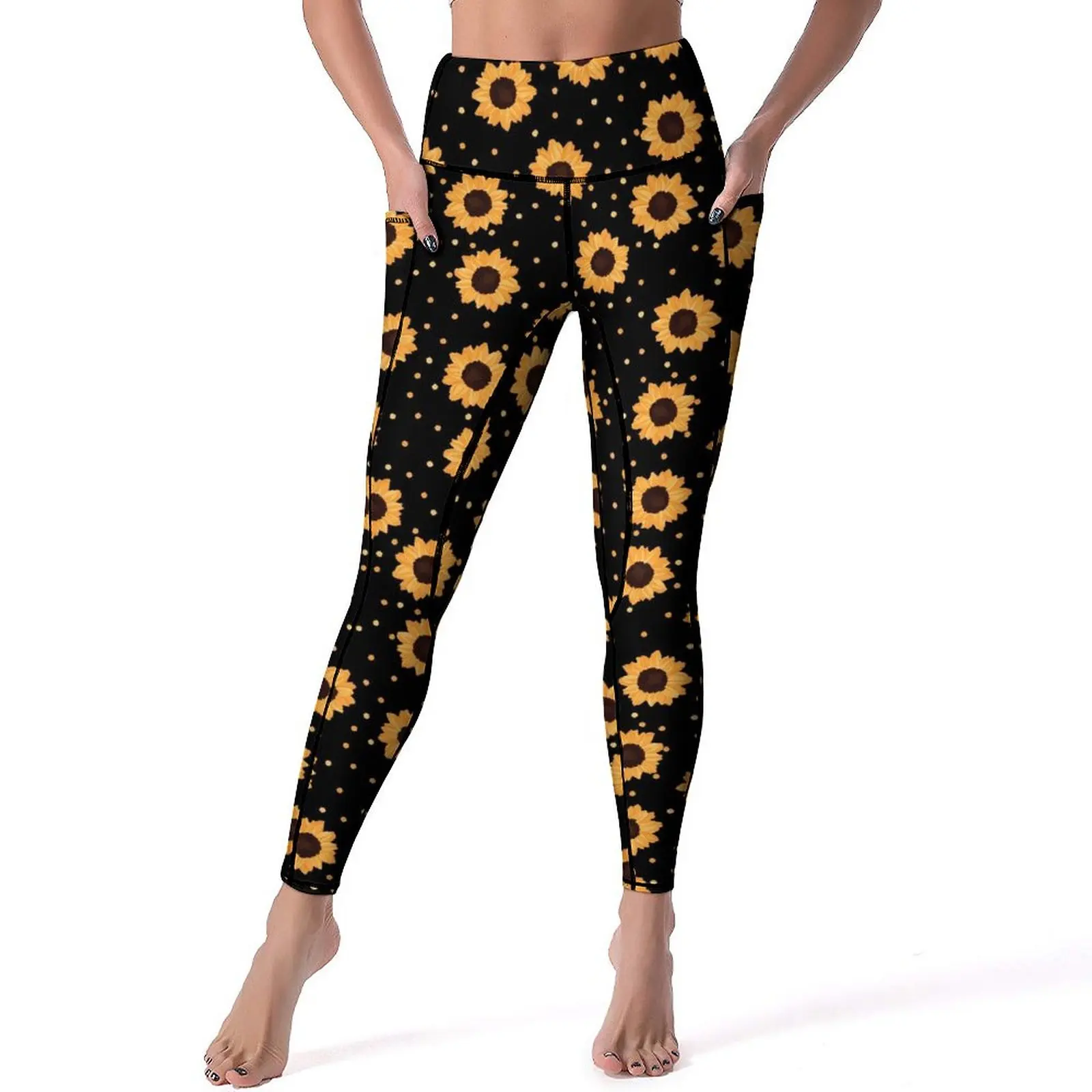 

Sunflower Leggings Polka Dots Fitness Gym Yoga Pants Push Up Cute Leggins Quick-Dry Graphic Sports Tights XL XXL