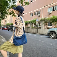 denim shoulder bags for women 2022 casual messenger bag jeans shoppers eco bag korea large capacity travel canvas satchel bags
