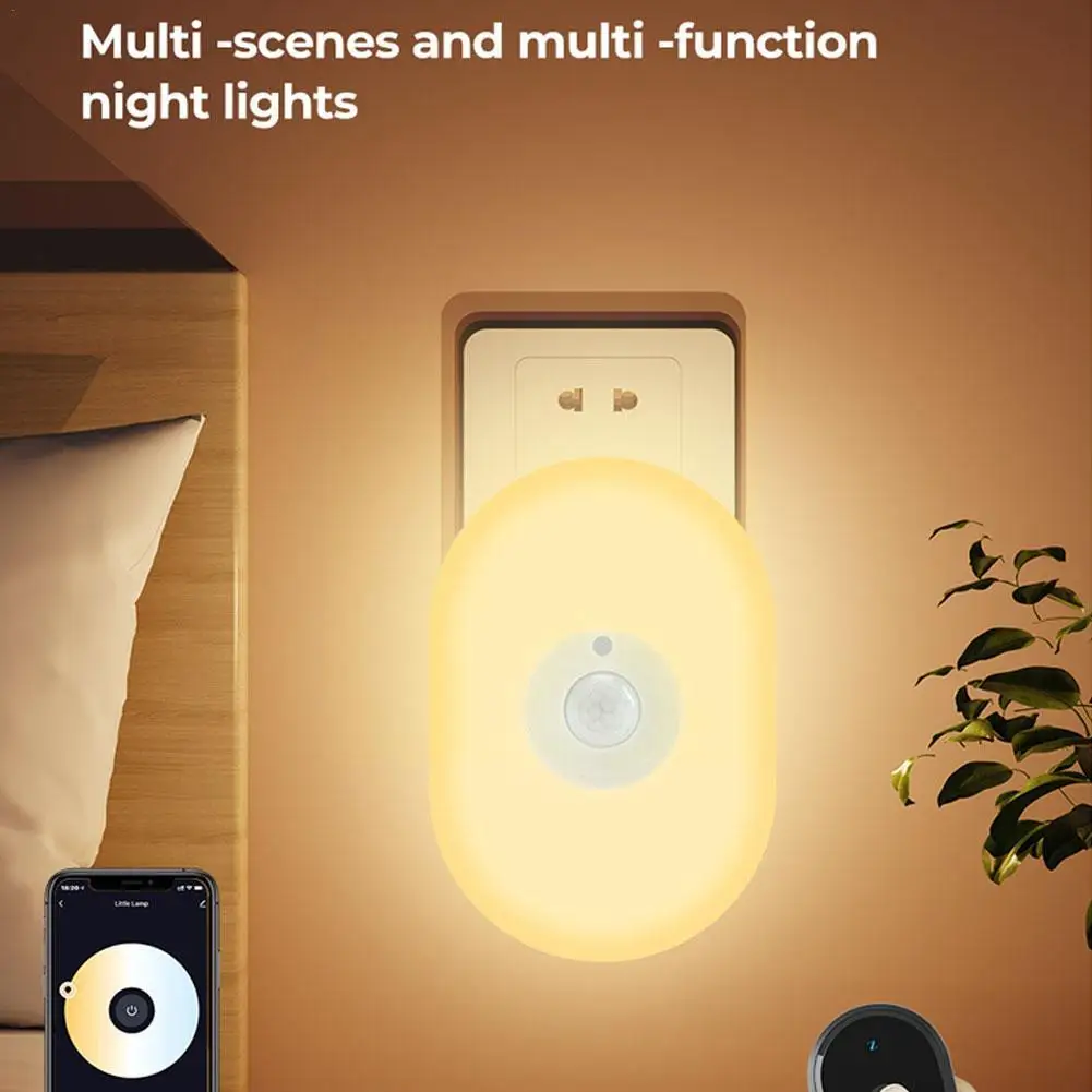 

WiFi Intelligent Humanbody Induction Small Night Lamp Household Light Dimming Control Lamp Bedside Bedroom Mobilepohone Col U8O8
