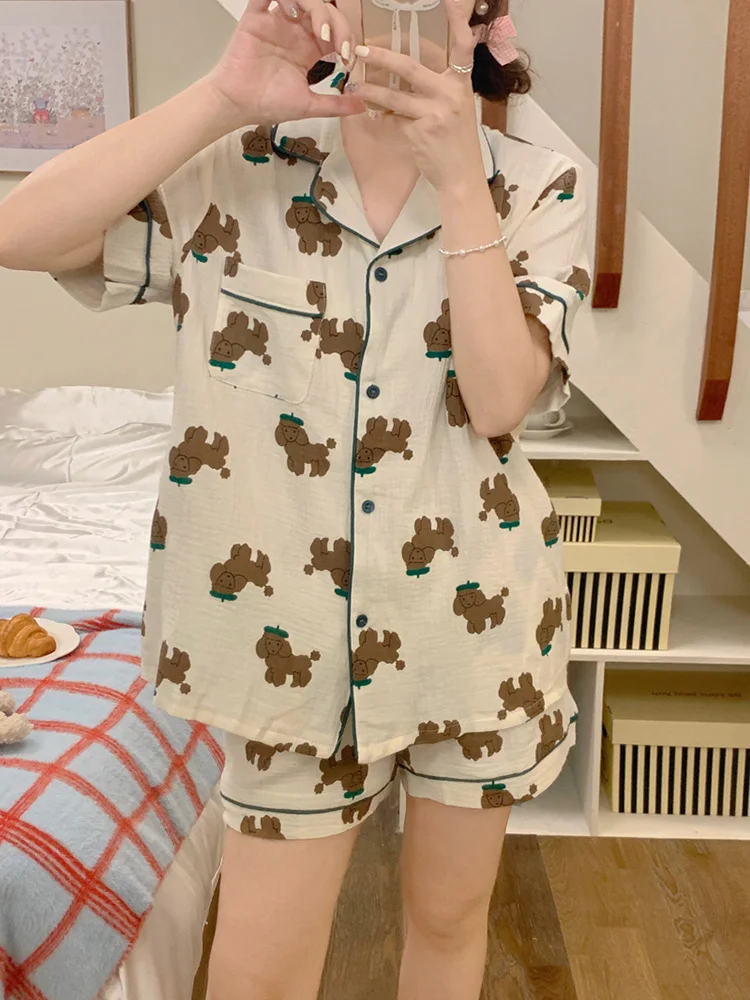 Новый летний пижамный комплект для влюбленных с милым мультяшным принтом овцы