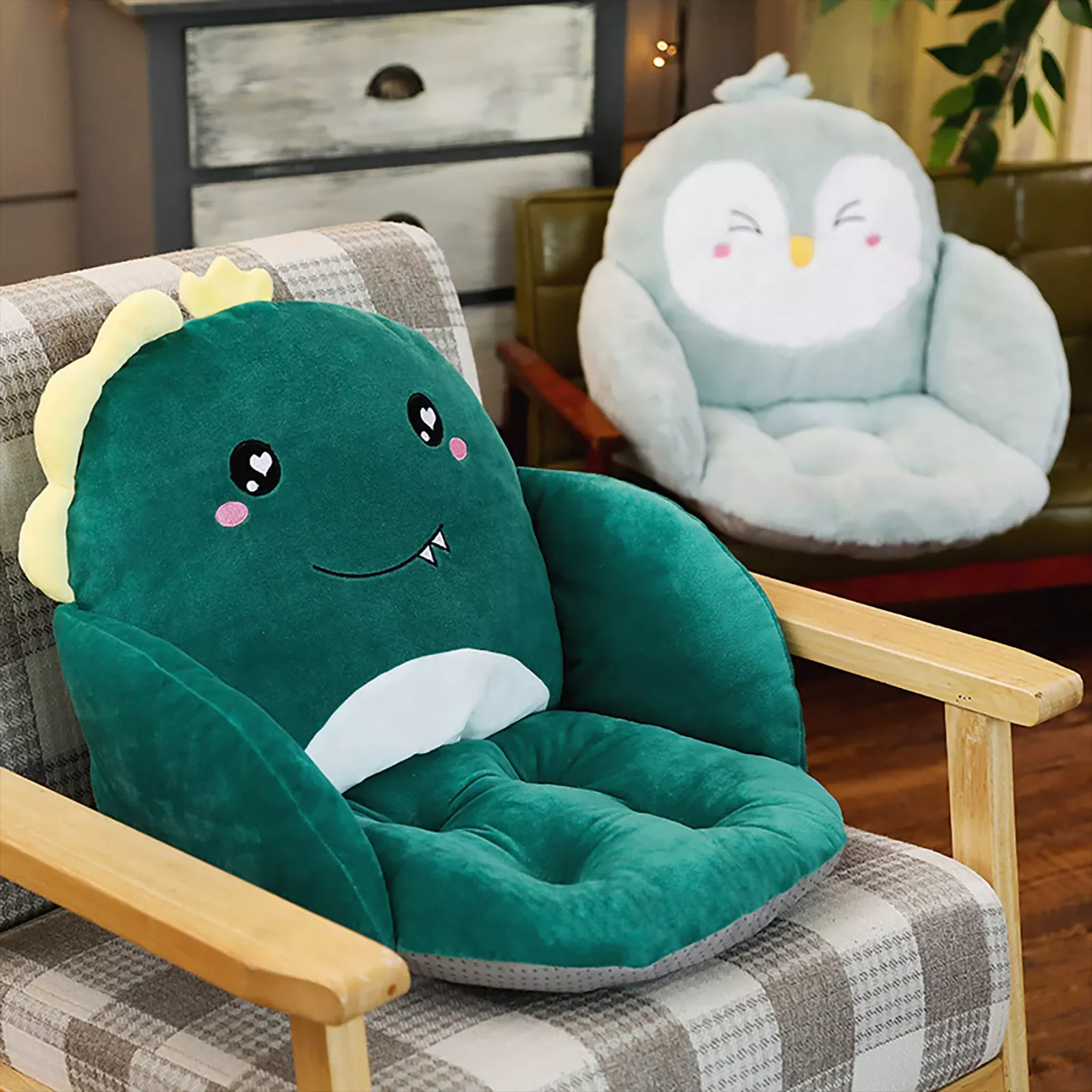 

Мягкая мультяшная подушка в виде животного, наполовину объемный диван, комнатный пол, домашний стул, декоративная подушка, плюшевая набивна...