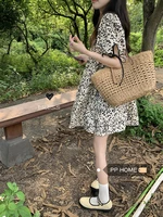 pphome pure heart small loose doll skirt summer french bubble sleeve floral dress women
