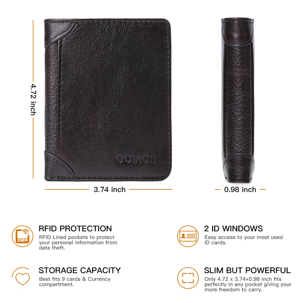 SENDEFN Classic Style Wallet Genuine Leather Men Wallets RFID Blocking Short Male Purse Card Holder Wallet