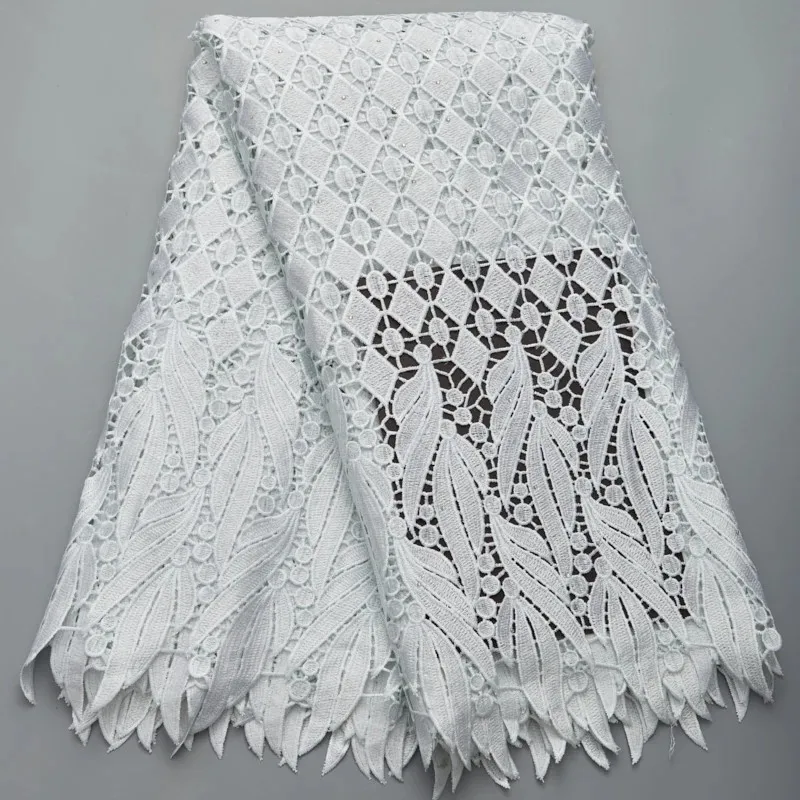 Нигерийская кружевная ткань 2024 высокое качество 5 ярдов белая гипюровая