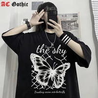 oversized t shirt women punk butterfly harajuku dark tops fashion swag aesthetic womens clothes hip hop gothic oman tshirts