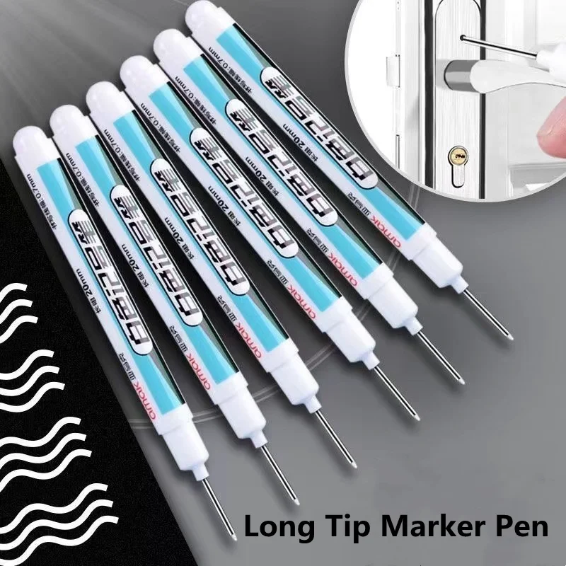 

10Pcs/Set Permanent Oily Long Nib Head White Markers Pen Waterproof for Metal Perforating Pen Home Improvement Punching Supplie