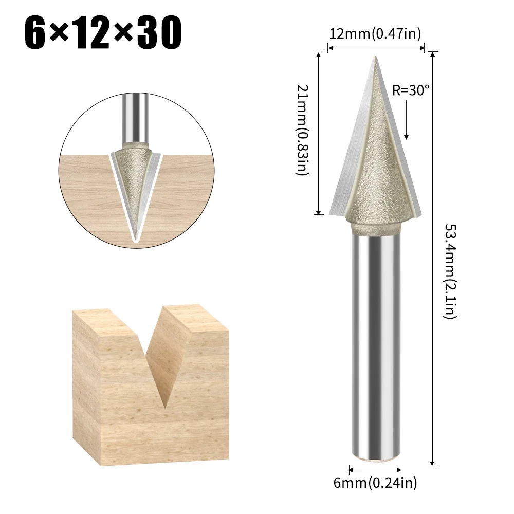

6 мм 1/4 "хвостовик 30 градусов наклонная фреза долбежный резак резьба гравировальный станок фреза