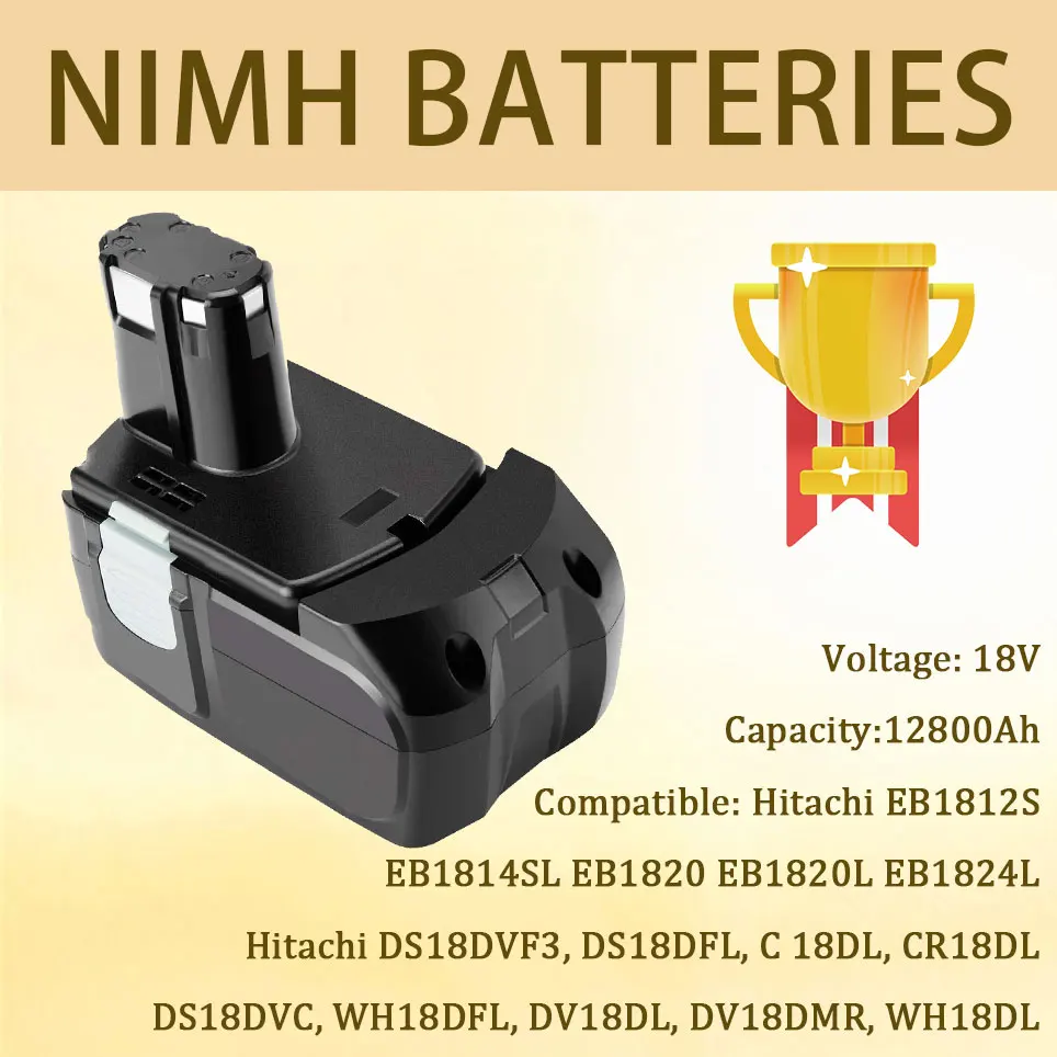

12800mAh NiMH battery for Hitachi 18VEB1812S EB1814SL EB1820 EB1820L EB1824L DS18DFL, CR18DL, CR18DLX, CR18DMR, CR18DV