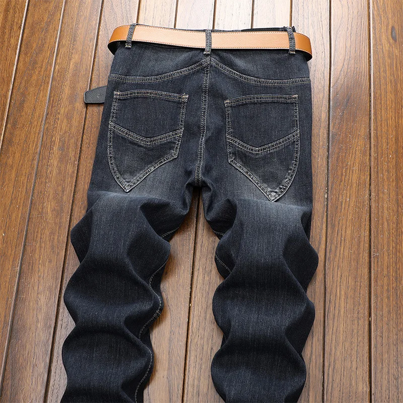 Men Jeans Streetwear Vintage Jeans Men's Mid-Waist Plaid Printed Stitching Jeans Summer Slim Hip Hop Denim Straight-Leg Pants