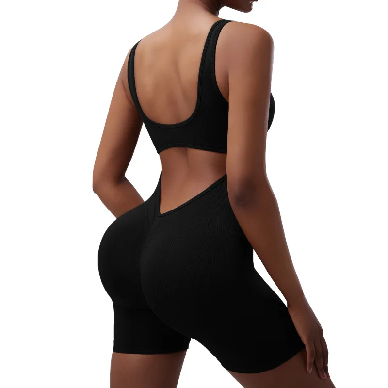 Женский однотонный комбинезон без рукавов для занятий спортом