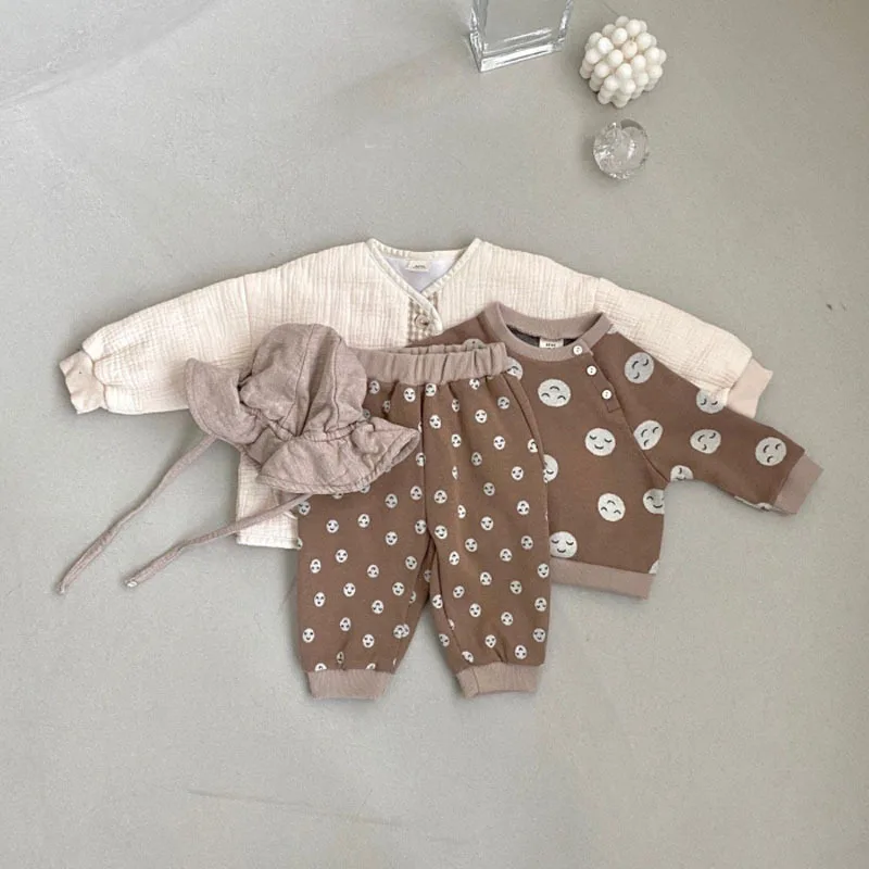 Freely Move Korean Baby Cotton Clothing Sets Kids Boys Girls Autumn Loose Cute Tracksuit Pullovers Tops+Pants 2PCS Sets Clothes