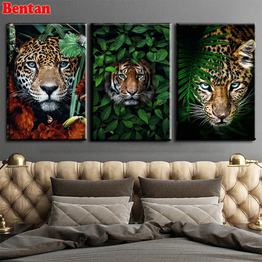 

Animal Art 5D Diamond Painting Tiger Jaguar DIY Diamond Mosaic Rhinestone Embroidery Cross Stitch Kit Home Decor Holiday Gift