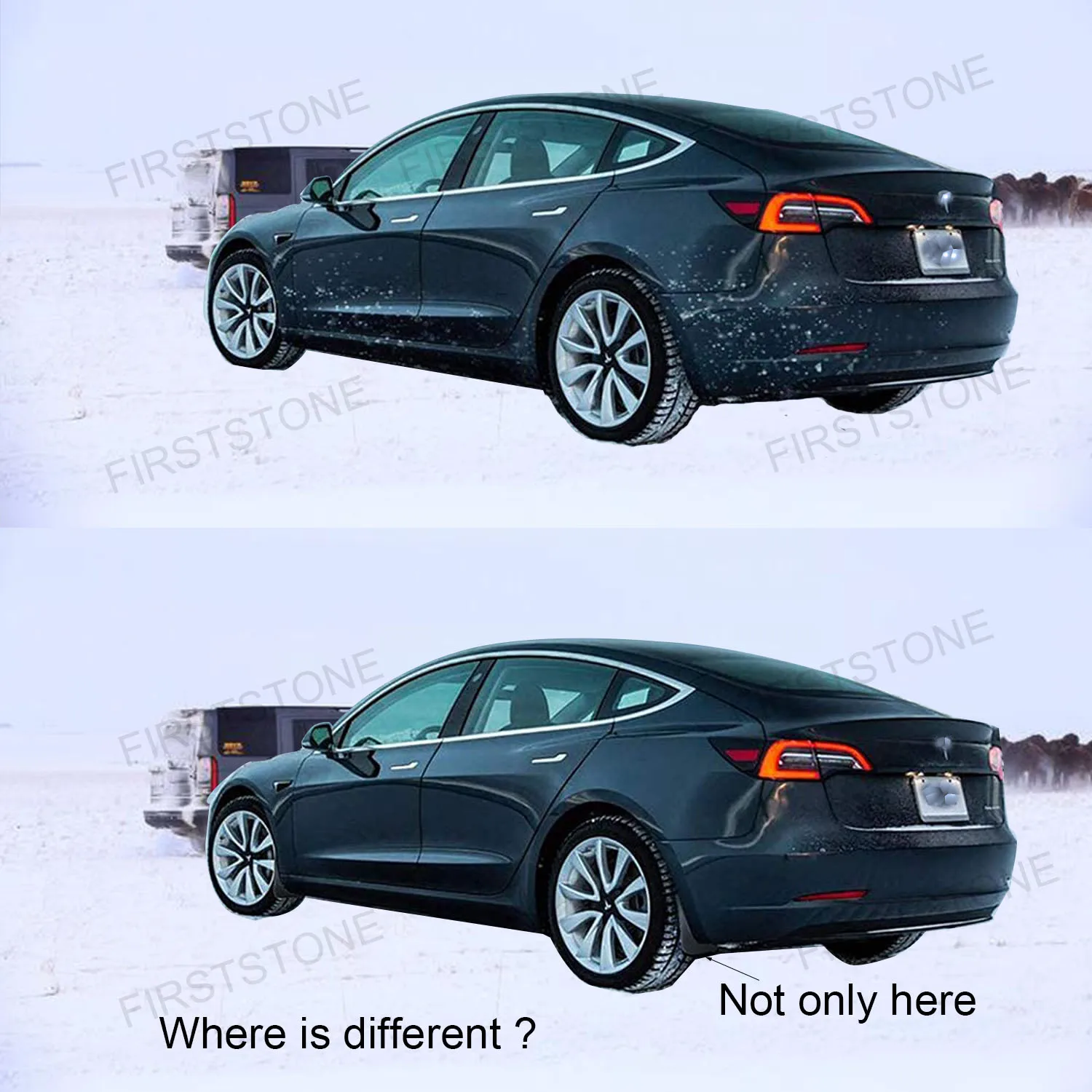 Брызговики Firststone Tesla Model 3 от грязи 2016-2022 не нужно сверлить отверстия (набор из