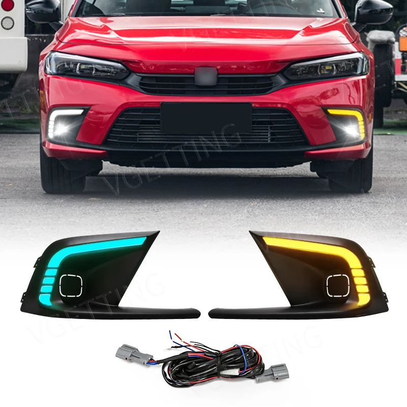 Дневные ходовые огни для Honda Civic 2021 2022 аксессуары дневных противотуманных фар 3