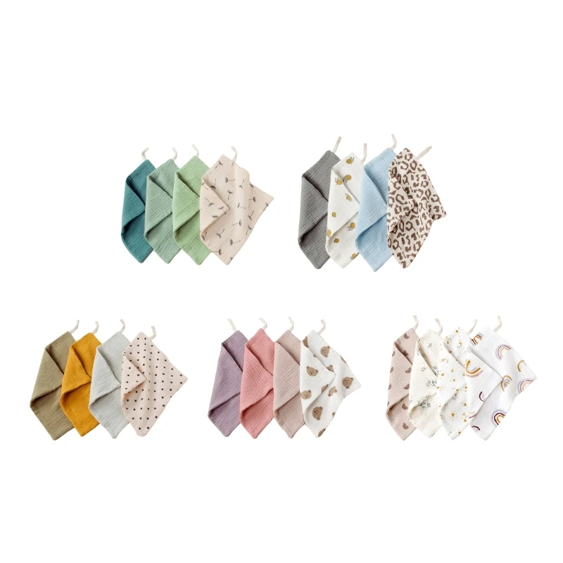 

Reusable Baby Drool Scarf 23x23cm Four-layered Cotton Squares Newborn Washcloth