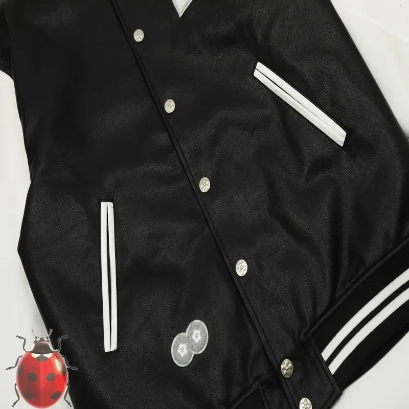 Куртка мужская кожаная в стиле пэчворк с вышитыми цветами