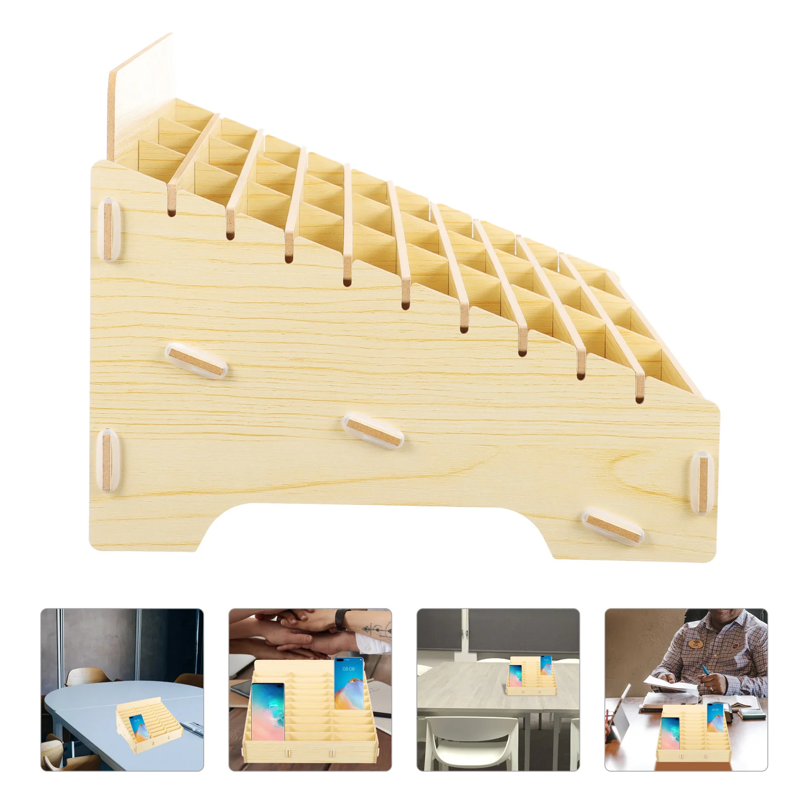 

Wooden Desktop Organizer 30 Compartments Sundries Storage Box for Home Office