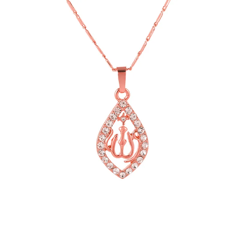 

Fashion Hollow Water Drop & Zircon Pendant Necklace Copper 3 Colors Jewelry Long Choker for Women Men Gift