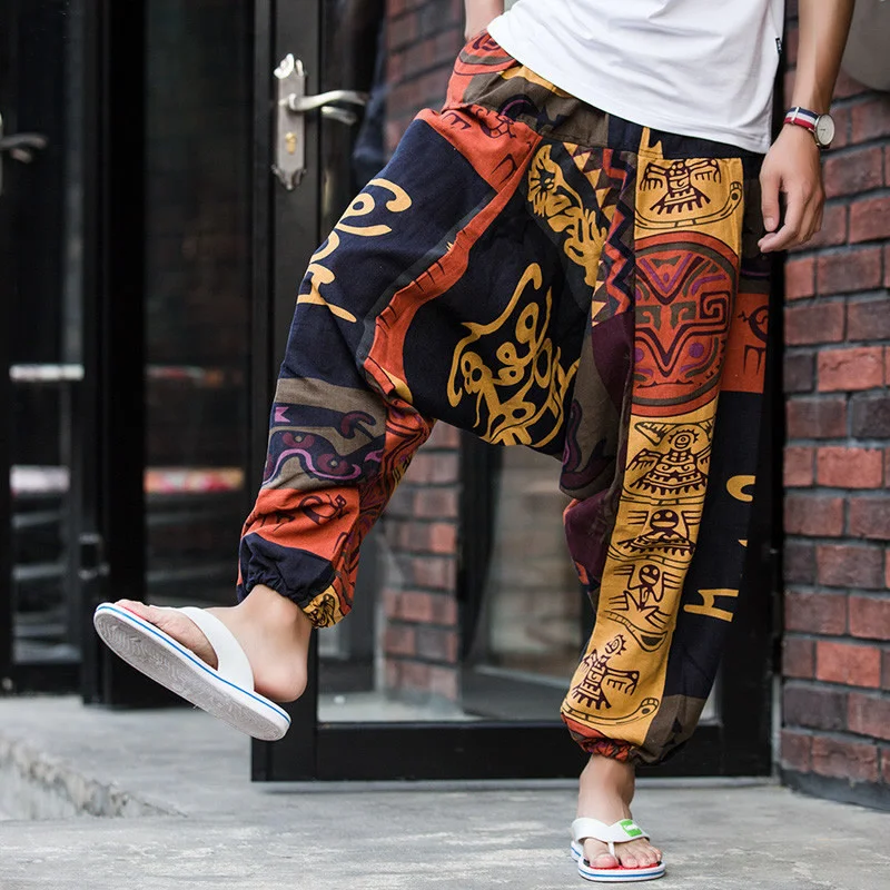 

Men Women Baggy Harem Pants Hip hop Joggers Causal Loose Trousers Aladdin Crotch Wide Leg Cotton Linen Pants Pantalones Hombre