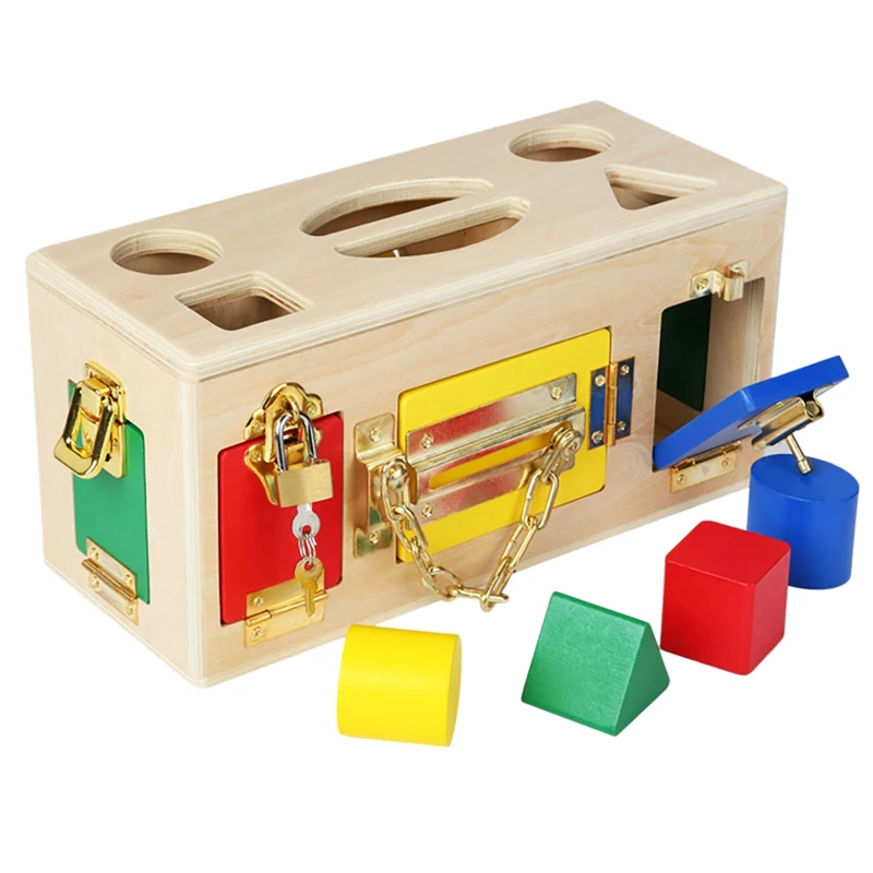 

Wooden Practical Little Lock Box Baby Early Education Puzzle Unlock Toys Kindergarten Intelligence Teaching Tool