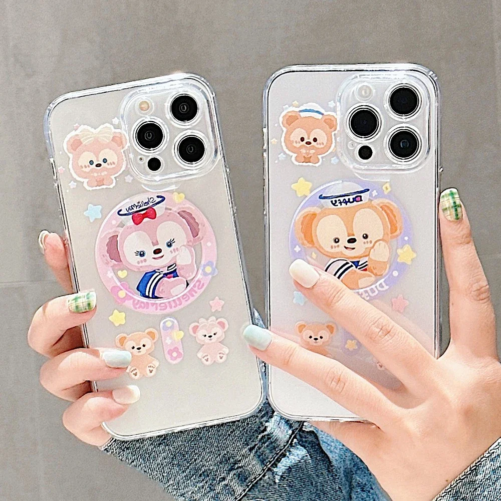 Магнитный чехол для телефона Cute Duffy Bear S-ShellieMaykai Magsafe iPhone 16 15 14 13 12 11 8 7 Plus Pro Max X XR XSMax