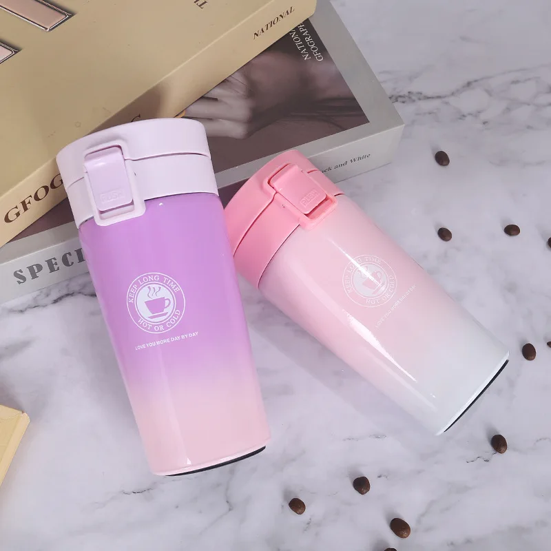 Buy 380ml Portable Car Thermo Coffee Mug Leak-Proof Stainless Steel Travel Thermal Cup Vacuum Flasks Tea Water Bottle for Gifts on
