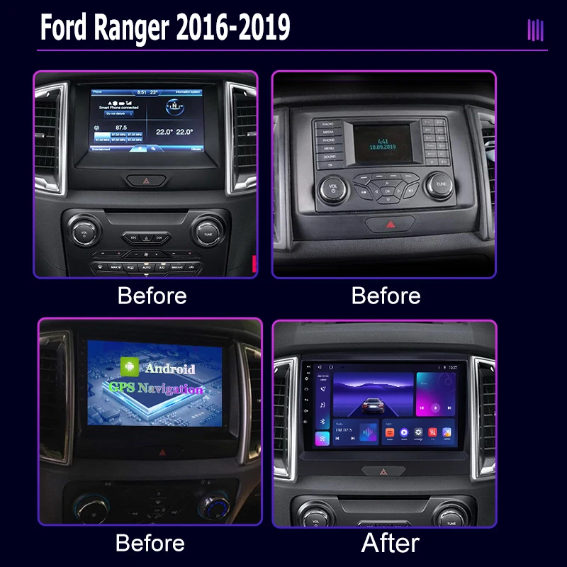 Автомагнитола roadivox на Android для Ford Ranger 2016-2019 GPS-навигация видеоэкран