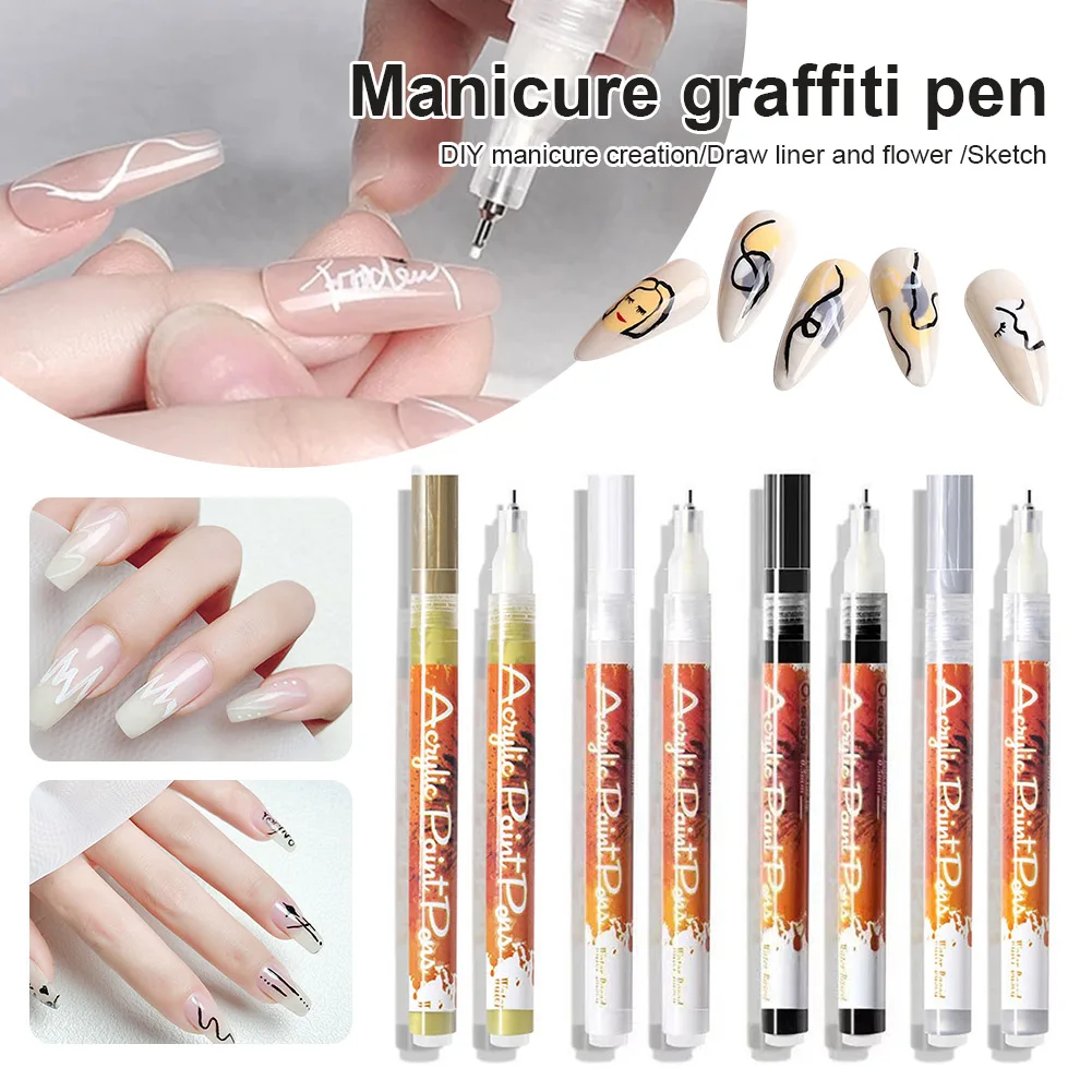 

1PC Nail Art Graffiti Pen Acrylic Nail Drawing Painting Pen Fast Drying Dotting Liner Brush Flower Abstract Nail Art Tool