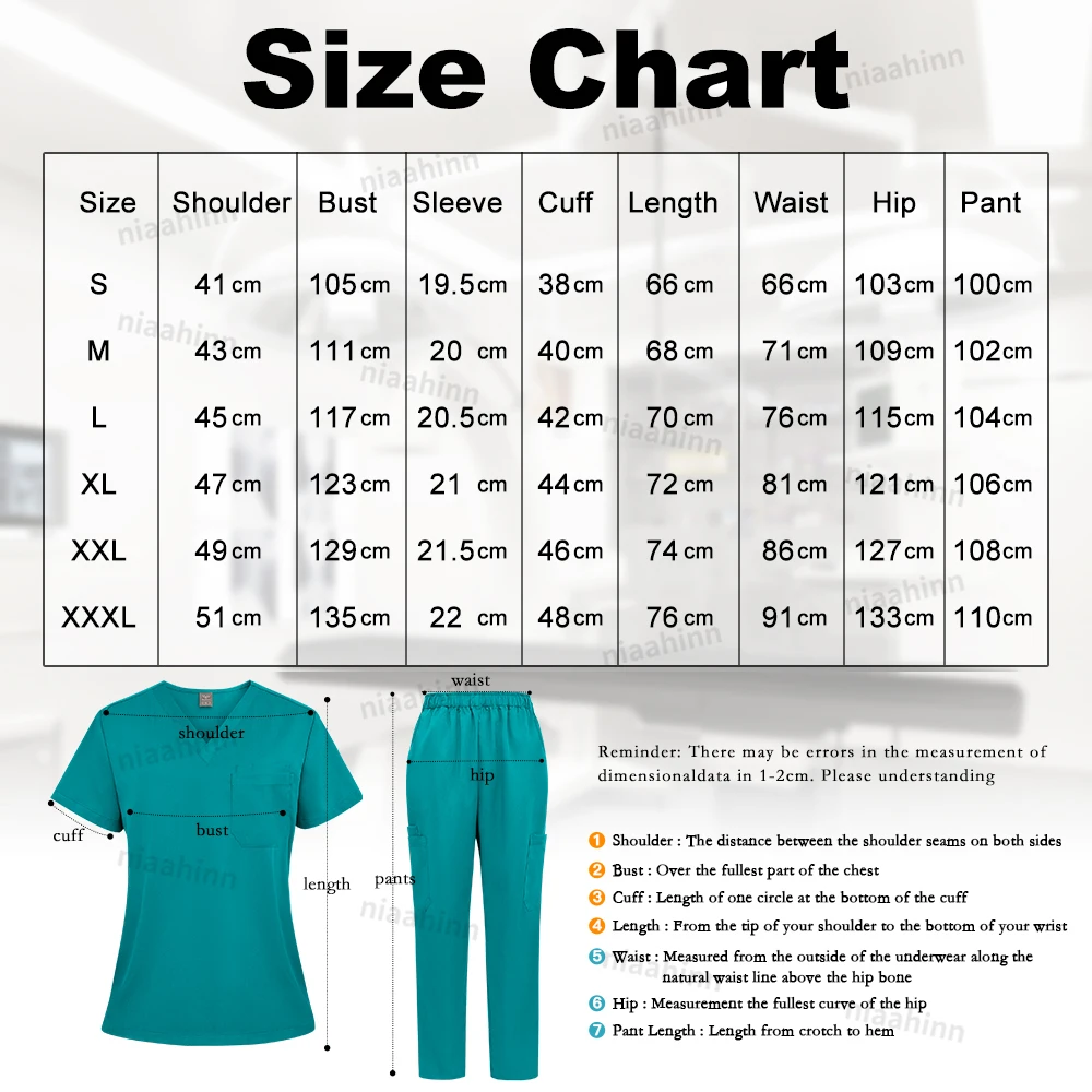 Фото Niaahinn High Quality Scrub Workwear Multicolor Surgical Gown Men Women Hospital Doctors Nurses Accessories Dental Clinic Scrubs №2