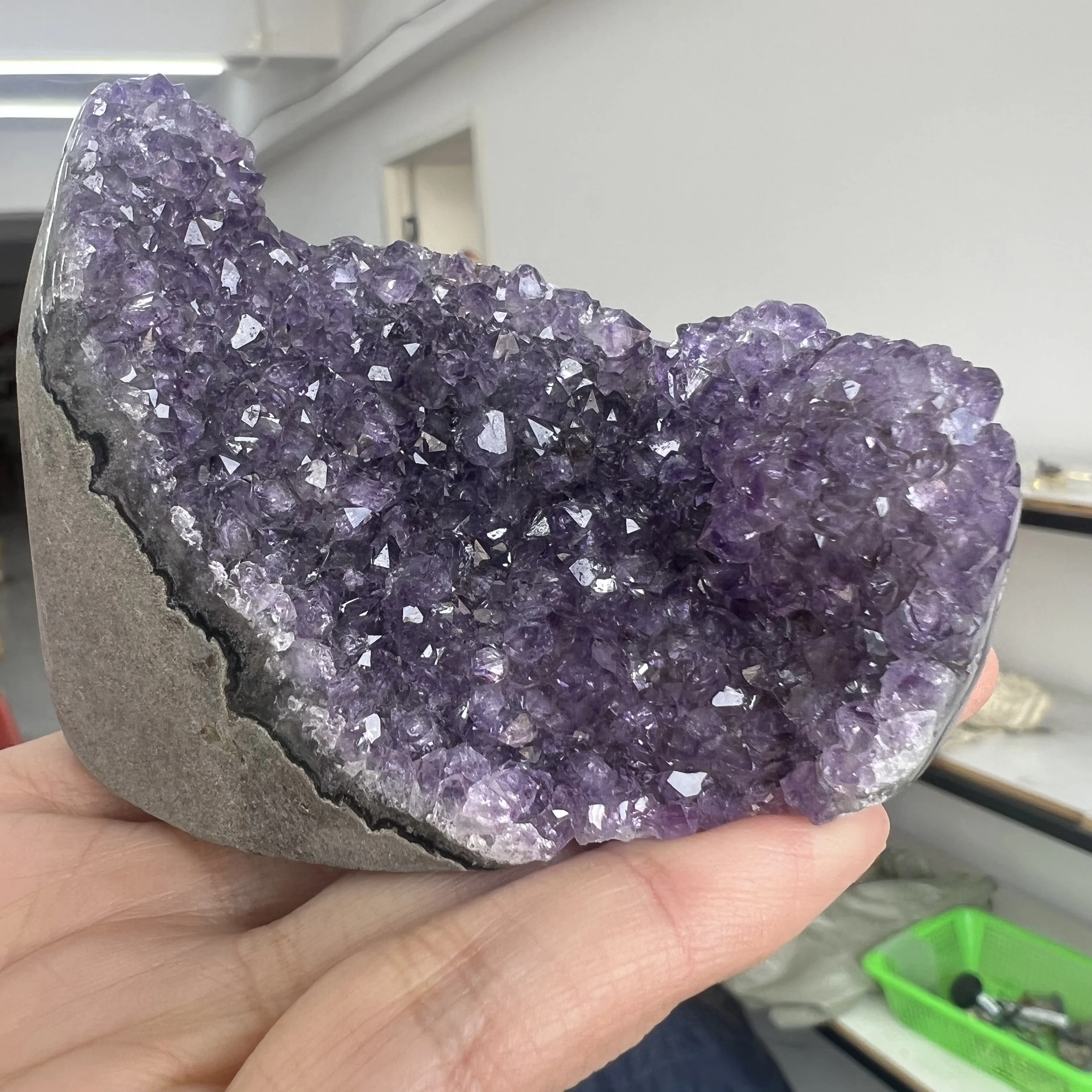 Натуральный уругвайский аметист кварцевый кластер подставка