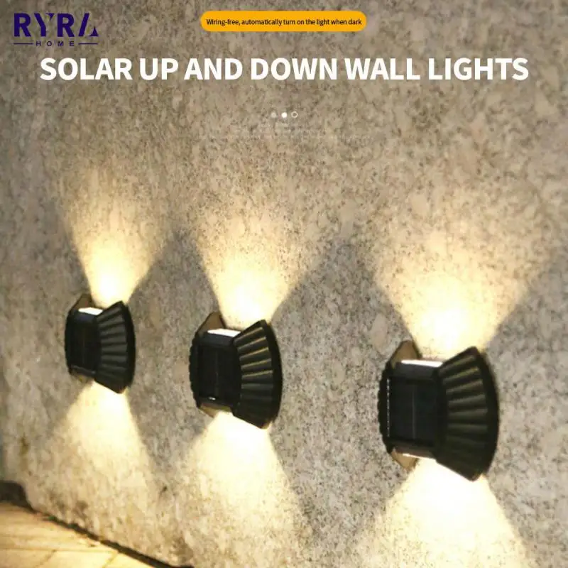 

Solar Lights Wall Lamp 8 LED Up And Down Luminous Lighting Solar LED Outdoor Light Waterproof Garden Decor Street Wall Light Hot
