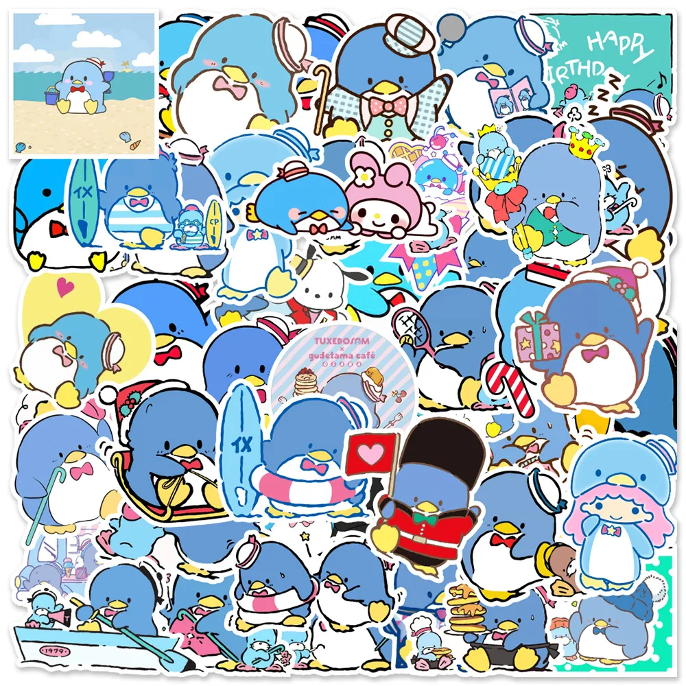 

50pcs Animal Cartoon Blue Chick Stickers Baby Shower Kids Sticker Waterproof Stickers for Skateboard Suitcase Laptop