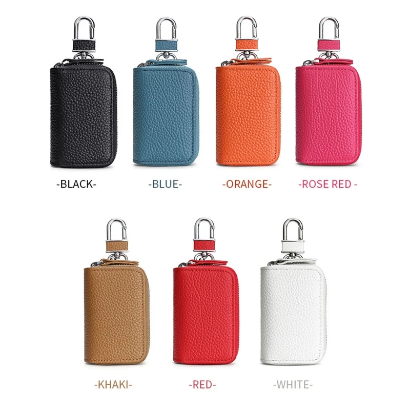 

Car for KEY Chain Bag Double Zipper Leather for PROTECTION for KEY Coin Holder K