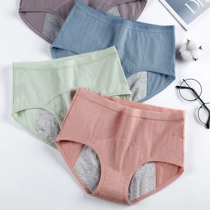 

Women Panties for Monthly Solid Color Cotton Briefs Casual Breathable Period Underpants Leak-Proof Mid-Waist Menstrual Knickers