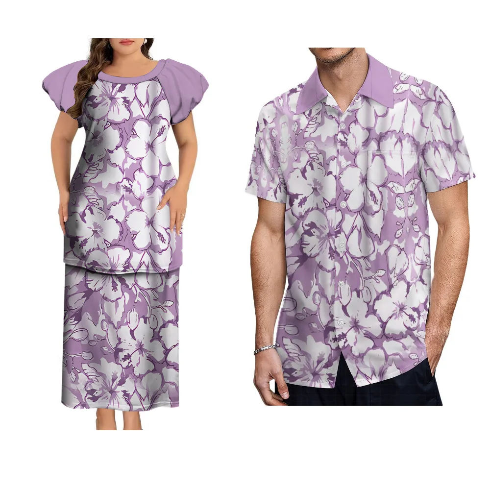 Фото Samoa-Fiji Couple Dress Casual Travel Couple Suit Men'S Pocket Shirt Women'S Puletasi Skirt Custom Polynesian Couple Dress №5
