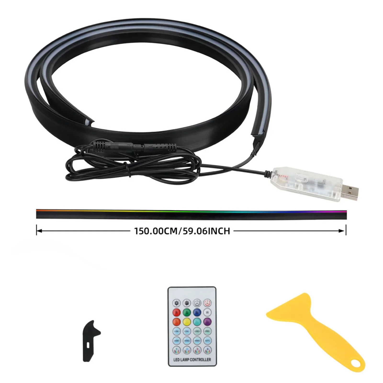 

140/150 см симфония автомобильная приборная панель атмосферный свет авто интерьер светодиодная скрытая полоса света с дистанционным управлением через приложение