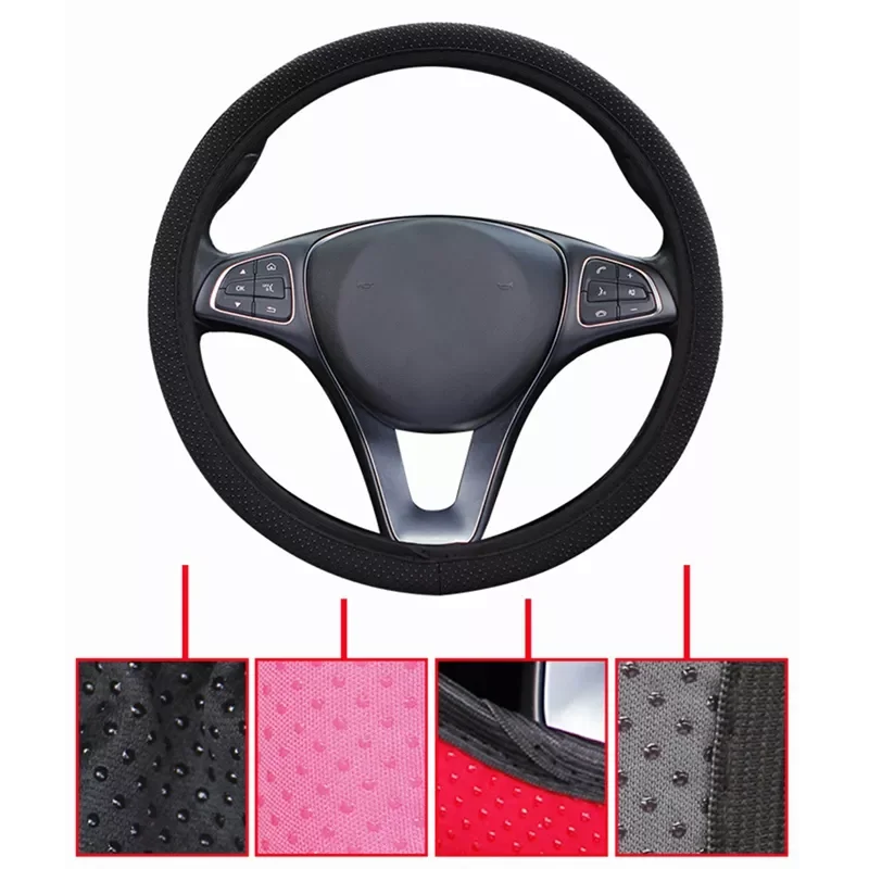 

Four Seasons Universal Car Wheel Steering Cover Sandwich Fabric Breathable Elestic Steering Wheel Protection