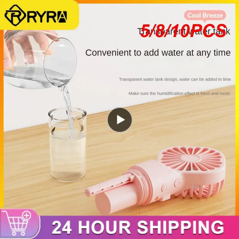 

5/8/10PCS Icy And Refreshing Mini Handheld Small Fan Allow Water Molecules To Diffuse Into The Air And Humidify The Air
