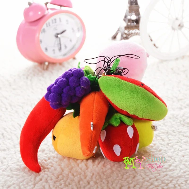 

Mini Fruit and Vegetable Plush Toy Pendant Simulation Watermelon Apple Mobile Phone Chain Key Chain Doll Event Gift